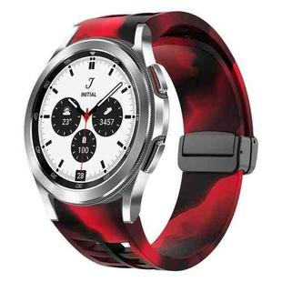 For Samsung Galaxy Watch 4 classic 42 / 46mm Richard Magnetic Folding Black Buckle Silicone Watch Band(Black Red Camouflage)