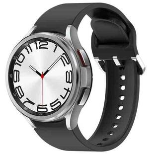 For Samsung Galaxy Watch 6 Classic 47mm Solid Color Silver Buckle Quick Release Silicone Watch Band(Black)