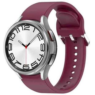 For Samsung Galaxy Watch 6 Classic 47mm Solid Color Silver Buckle Quick Release Silicone Watch Band(Wine Red)