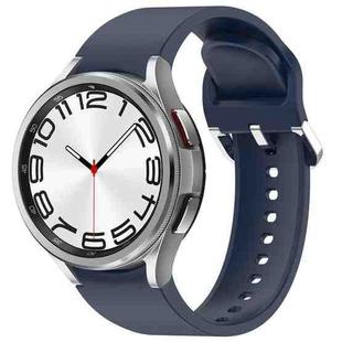 For Samsung Galaxy Watch 6 Classic 47mm Solid Color Silver Buckle Quick Release Silicone Watch Band(Midnight Blue)