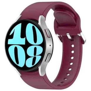 For Samsung Galaxy Watch 6 44mm Solid Color Silver Buckle Quick Release Silicone Watch Band(Wine Red)