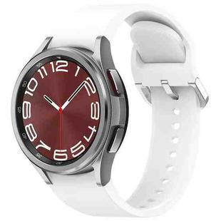 For Samsung Galaxy Watch 6 Classic 43mm Solid Color Silver Buckle Quick Release Silicone Watch Band(White)