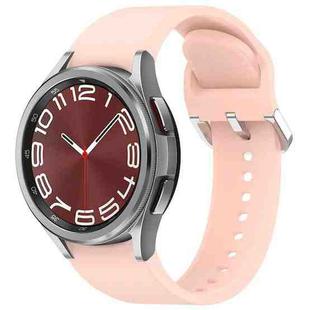 For Samsung Galaxy Watch 6 Classic 43mm Solid Color Silver Buckle Quick Release Silicone Watch Band(Pink)