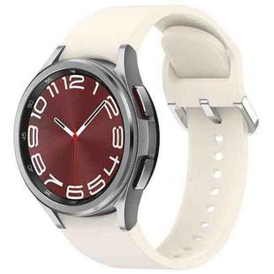 For Samsung Galaxy Watch 6 Classic 43mm Solid Color Silver Buckle Quick Release Silicone Watch Band(Starlight)