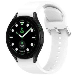 For Samsung Galaxy watch 5 Golf Edition Solid Color Silver Buckle Quick Release Silicone Watch Band(White)