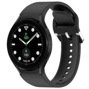 For Samsung Galaxy watch 5 Golf Edition Solid Color Silver Buckle Quick Release Silicone Watch Band(Black)