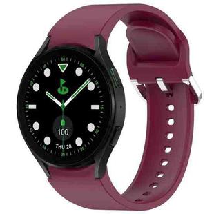 For Samsung Galaxy watch 5 Golf Edition Solid Color Silver Buckle Quick Release Silicone Watch Band(Wine Red)