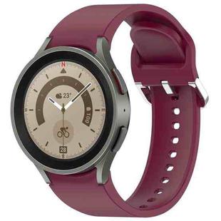 For Samsung Galaxy Watch 5 Pro  45mm Solid Color Silver Buckle Quick Release Silicone Watch Band(Wine Red)