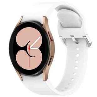 For Samsung Galaxy Watch 4 40mm Solid Color Silver Buckle Quick Release Silicone Watch Band(White)