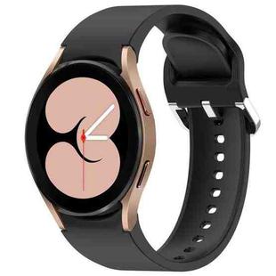 For Samsung Galaxy Watch 4 40mm Solid Color Silver Buckle Quick Release Silicone Watch Band(Black)
