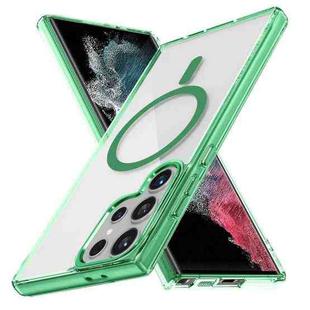 For Samsung Galaxy S22 Ultra 5G Ice Color Magnetic Series TPU Hybrid Acrylic Magsafe Phone Case(Green)
