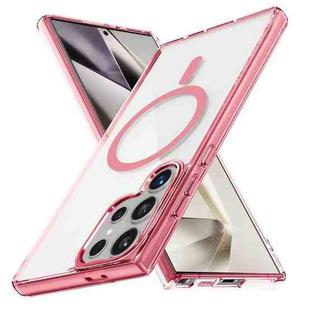 For Samsung Galaxy S25 Ultra 5G Ice Color Magnetic Series TPU Hybrid Acrylic Magsafe Phone Case(Pink)