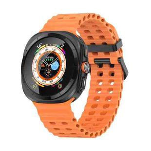 For Samsung Galaxy Watch Ultra 47mm Ocean Dual Row Hole Silicone Watch Band(Orange)