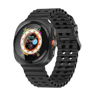 For Samsung Galaxy Watch Ultra 47mm Ocean Dual Row Hole Silicone Watch Band(Black)