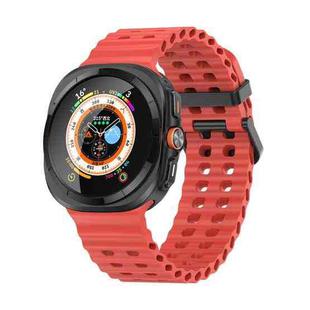 For Samsung Galaxy Watch Ultra 47mm Ocean Dual Row Hole Silicone Watch Band(Red)