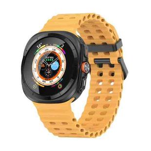 For Samsung Galaxy Watch Ultra 47mm Ocean Dual Row Hole Silicone Watch Band(Yellow)