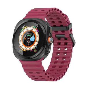 For Samsung Galaxy Watch Ultra 47mm Ocean Dual Row Hole Silicone Watch Band(Wine Red)