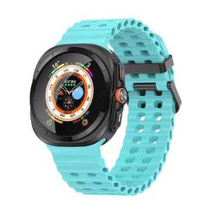 For Samsung Galaxy Watch Ultra 47mm Ocean Dual Row Hole Silicone Watch Band(Teal)