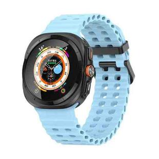 For Samsung Galaxy Watch Ultra 47mm Ocean Dual Row Hole Silicone Watch Band(Light Blue)