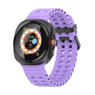 For Samsung Galaxy Watch Ultra 47mm Ocean Dual Row Hole Silicone Watch Band(Purple)