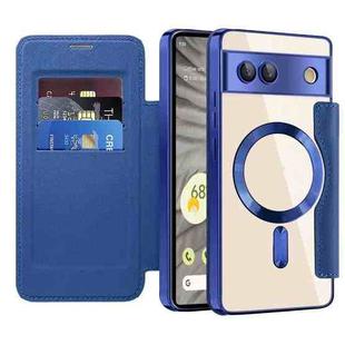 For Google  Pixel 8a Shield Magsafe RFID Anti-theft Rhombus Leather Phone Case(Gemstone Blue)