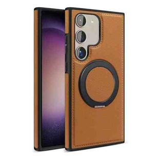 For Samsung Galaxy S23 5G Yashi 360 Degree Rotating MagSafe Bracket Phone Case(Brown)