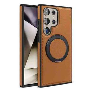For Samsung Galaxy S24 Ultra 5G Yashi 360 Degree Rotating MagSafe Bracket Phone Case(Brown)