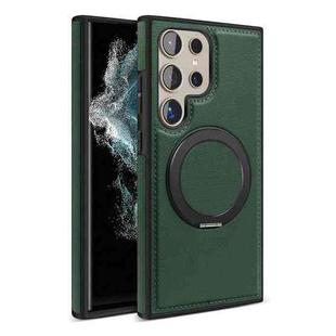 For Samsung Galaxy S22 Ultra 5G Yashi 360 Degree Rotating MagSafe Bracket Phone Case(Dark Green)