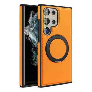 For Samsung Galaxy S22 Ultra 5G Yashi 360 Degree Rotating MagSafe Bracket Phone Case(Orange)