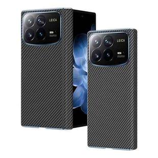 For Xiaomi MIX Fold 4 Electroplated Carbon Fiber Pattern Folding Phone Case with Hinge(Black)