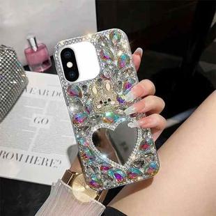 For iPhone XS Max Diamond Mirror Bunny Handmade PC Phone Case(Colorful Love Mirror)