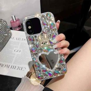 For iPhone X / XS Diamond Mirror Bunny Handmade PC Phone Case(Colorful Love Mirror)