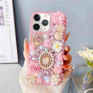 For iPhone 11 Pro Max Diamond Inlaid Rose PC Phone Case(Pink)