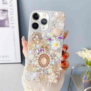 For iPhone 11 Pro Diamond Inlaid Rose PC Phone Case(White)