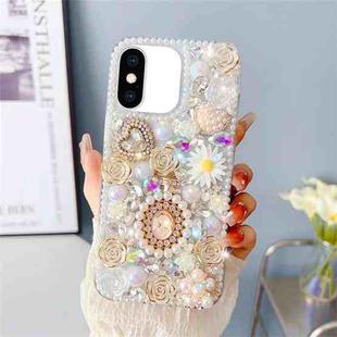 For iPhone XS Max Diamond Inlaid Rose PC Phone Case(White)