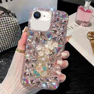 For iPhone SE 2022 /  7 / 8  Plum Blossom Handmade Diamond Inlay PC Phone Case(Pink)