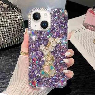 For iPhone 13 mini Plum Blossom Handmade Diamond Inlay PC Phone Case(Purple)