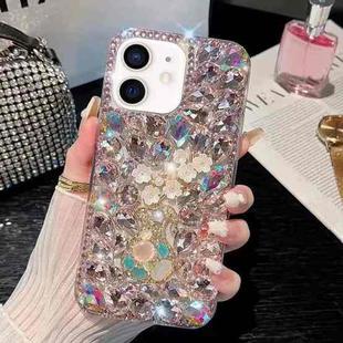 For iPhone 12 Plum Blossom Handmade Diamond Inlay PC Phone Case(Pink)