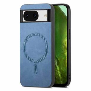 For Google Pixel 8a Retro Magsafe Magnetic PU Back Cover Phone Case(Blue)