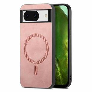 For Google Pixel 8a Retro Magsafe Magnetic PU Back Cover Phone Case(Pink)