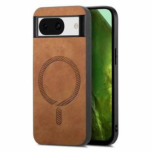 For Google Pixel 8a Retro Magsafe Magnetic PU Back Cover Phone Case(Brown)