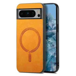 For Google Pixel 8 Pro Retro Magsafe Magnetic PU Back Cover Phone Case(Yellow)