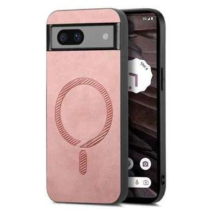 For Google Pixel 7a Retro Magsafe Magnetic PU Back Cover Phone Case(Pink)