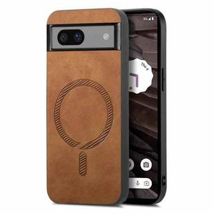 For Google Pixel 7a Retro Magsafe Magnetic PU Back Cover Phone Case(Brown)