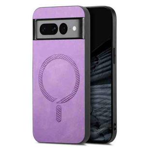 For Google Pixel 7 Pro Retro Magsafe Magnetic PU Back Cover Phone Case(Purple)