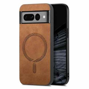 For Google Pixel 7 Pro Retro Magsafe Magnetic PU Back Cover Phone Case(Brown)