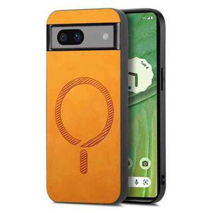 For Google Pixel 7 Retro Magsafe Magnetic PU Back Cover Phone Case(Yellow)