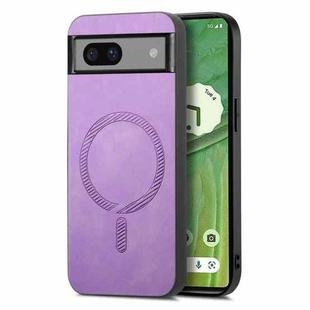 For Google Pixel 7 Retro Magsafe Magnetic PU Back Cover Phone Case(Purple)