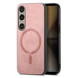 For Sony Xperia 5 V Retro Magsafe Magnetic PU Back Cover Phone Case(Pink)