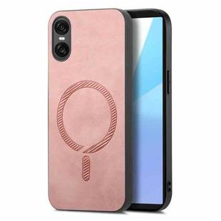 For Sony Xperia 10 V Retro Magsafe Magnetic PU Back Cover Phone Case(Pink)